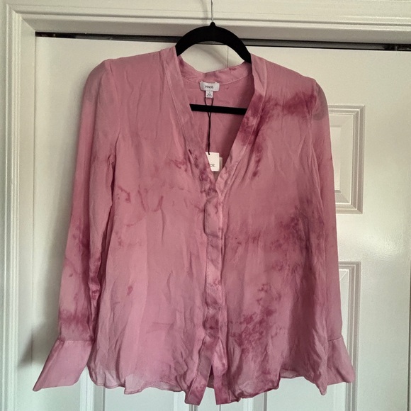Vince Tops - NWT Vince Pink Tie-Dye 100% Silk Blouse